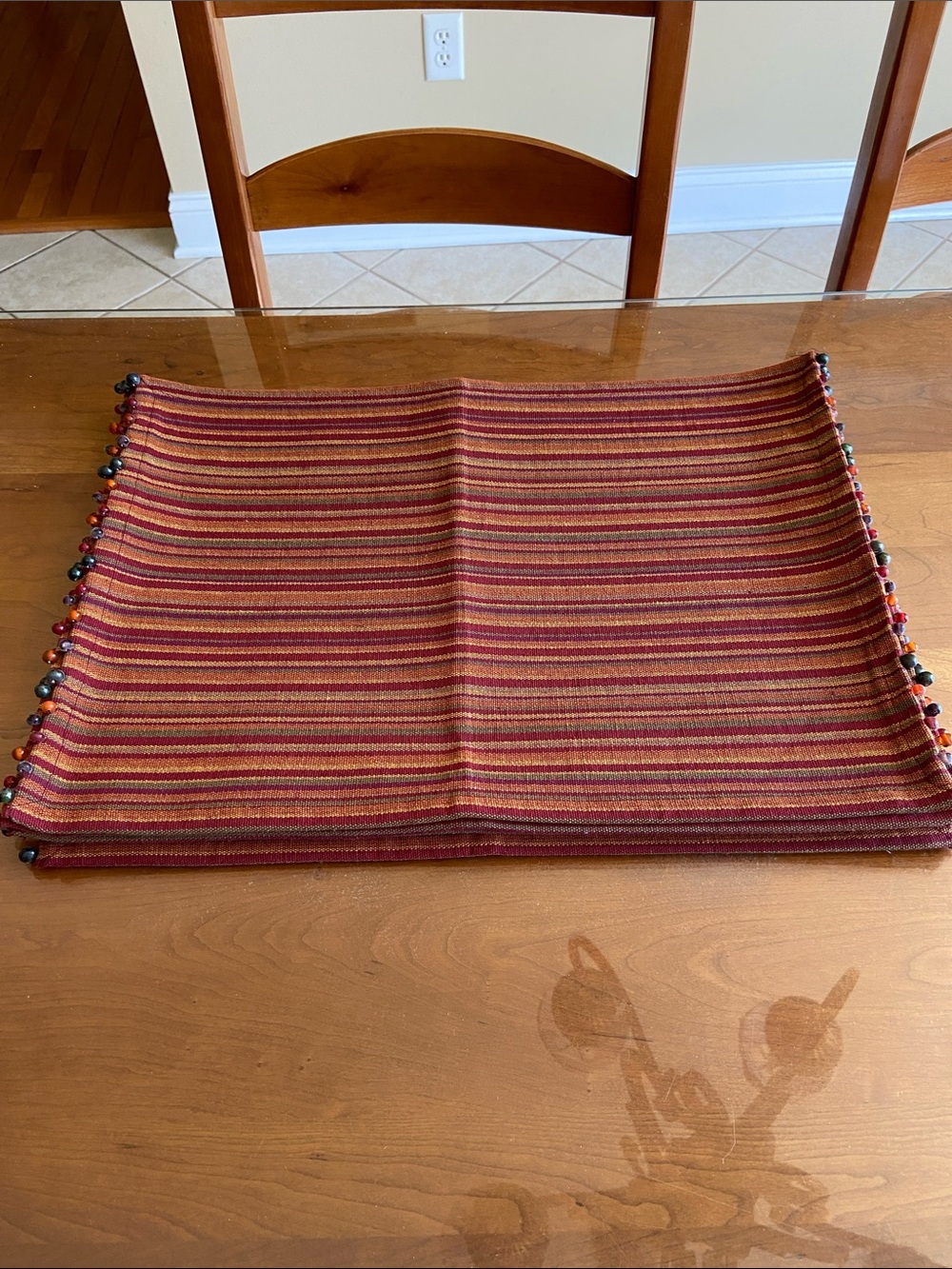 Vintage Pier 1 Burgundy, Rust and Gold Placemats. Brand new. Set of Six.